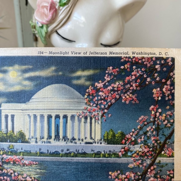 1956 Jefferson Memorial Washington D.C. Postcard w/ 2 cent stamp - Picture 2 of 7